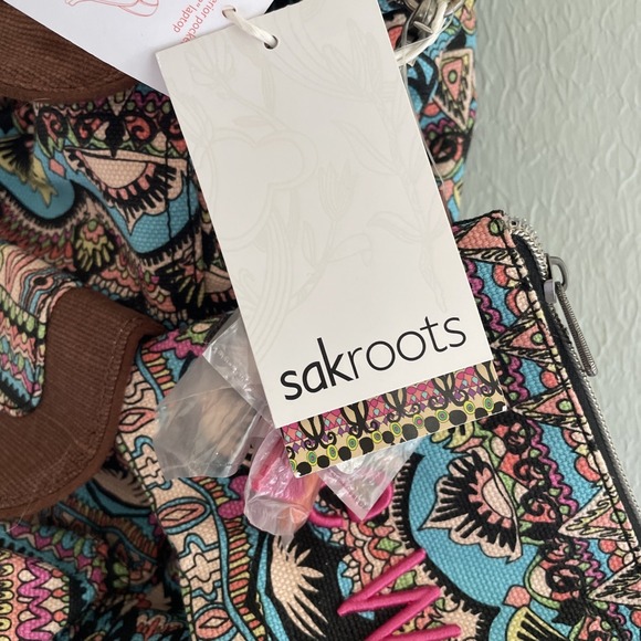 Sakroots Backpack Artist Circle Drawstring Flap Floral Canvas Tote Boho Net Sak - Picture 7 of 9